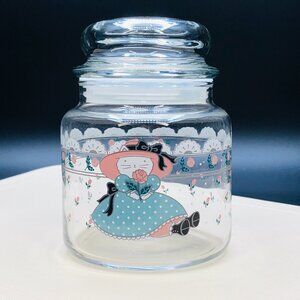 Vintage 1988 Country Kitty Cat Doll Apothecary Glass Jar and Bubble Lid